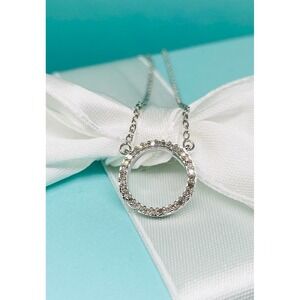 Sterling Silver Diamond Pavé Open Circle Eternity Necklace